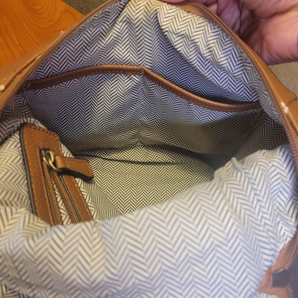 SALE - NWOT - Caramel Brown Faux Leather Backpack - Picture 2 of 7